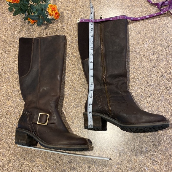 L.L. Bean Tall WIDE Heeled Boots Leather 7W(D) IMPERFECTIONS/FLAWS Brown - Picture 4 of 17